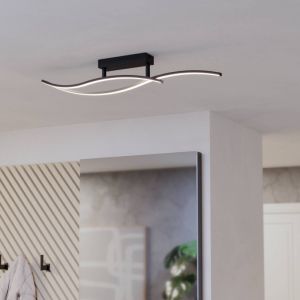 Stalowa design lampa sufitowa czarna, Tevin, 12W, 4000K LED