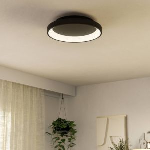 Plastikowa nowoczesna lampa sufitowa czarna, Shauni, 12W, regulowana ciepła do zimnej bieli LED, z pilot