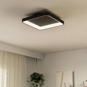 Plastikowa nowoczesna lampa sufitowa czarna, Shauni, 12W, regulowana ciepła do zimnej bieli LED, z pilot