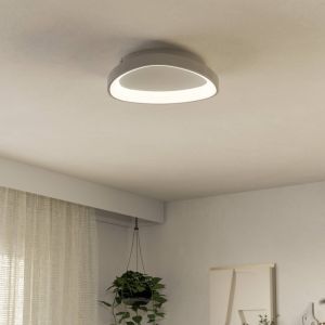 Plastikowa nowoczesna lampa sufitowa biała, Shauni, 12W, regulowana ciepła do zimnej bieli LED, z pilot