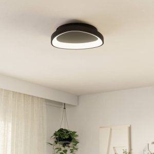 Plastikowa nowoczesna lampa sufitowa czarna, Shauni, 12W, regulowana ciepła do zimnej bieli LED, z pilot