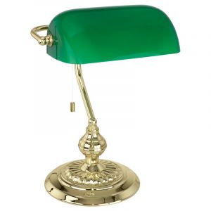 Szklana design lampa stołowa mosiądz, Lugco, z przełącznik pociągowy
