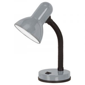 Plastikowa lampa biurkowa srebrna, Sten, z przełącznik