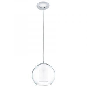 Szklana design lampa wisząca chromowana, Silvijn