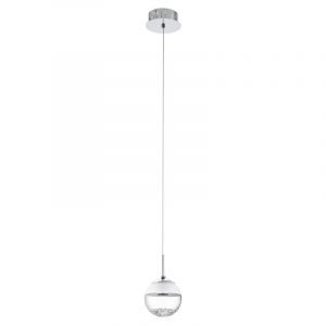 Szklana design lampa wisząca chromowana, Jorg, 5W, 3000K LED