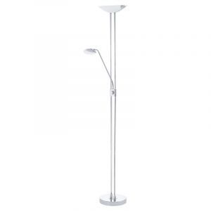 Szklana design lampa do czytania stojąca chromowana, Brava, 20W, 3000K LED, z przełącznik