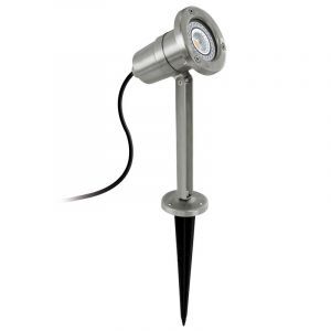 Stal Nierdzewna lampa dogruntowa srebrna, Judy, IP54, z przełącznik