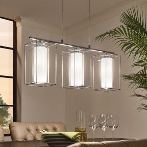 Szklana industrialna lampa wisząca chromowana, Aprica