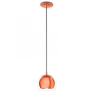 Szklana design lampa wisząca miedziana, Iroma