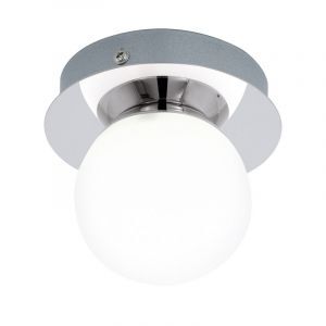 Szklana nowoczesna lampa sufitowa chromowana, Escha, 3W, 3000K LED, IP44