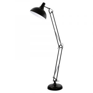 Metalowa industrialna lampa stojąca czarna, Josha, z przełącznik