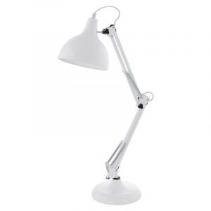 Metalowa industrialna lampa biurkowa biała, Josha, z przełącznik