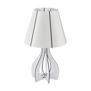 Drewniana rustykalna lampa stołowa biała, Bergama, z przełącznik