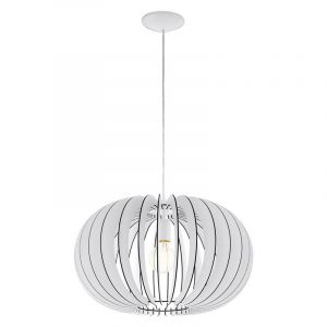 Drewniana rustykalna lampa wisząca biała, Kiran