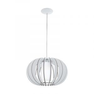 Drewniana rustykalna lampa wisząca biała, Kiran