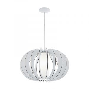 Drewniana rustykalna lampa wisząca biała, Kiran