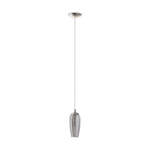 Szklana design lampa wisząca niklowa, Olcay