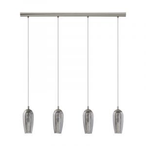 Szklana design lampa wisząca niklowa, Olcay