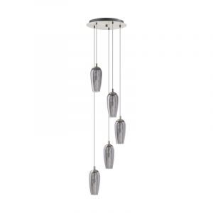 Szklana design lampa wisząca niklowa, Olcay