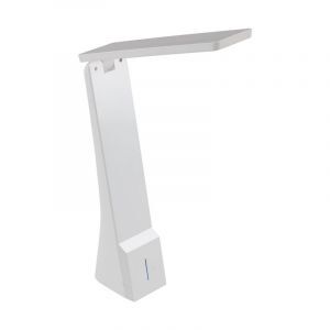Plastikowa nowoczesna lampa biurkowa biała, Chama, 1W, white switch LED, z dotykowy ściemniacz