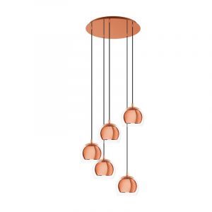 Szklana design lampa wisząca miedziana, Iroma
