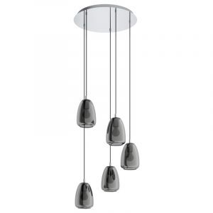 Szklana design lampa wisząca chromowana, Fredericus