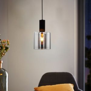 Szklana nowoczesna lampa wisząca szara, Paulina