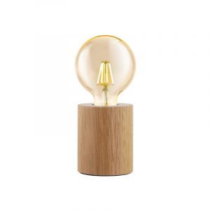 Drewniana lampa stołowa brązowa, Yannic, z przełącznik