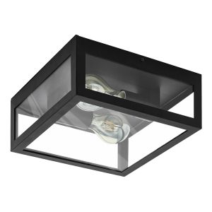 Szklana nowoczesna lampa łazienkowa sufitowa czarna, Amadou, IP44