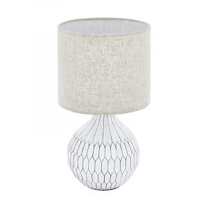 Ceramiczna lampa stołowa biała, Angele, z przełącznik
