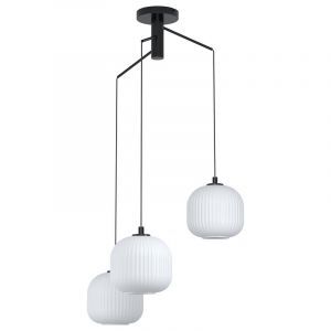 Szklana retro lampa wisząca biała, Elvera