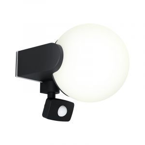 Aluminiowy nowoczesny kinkiet zewnętrzny z czujnikiem ruchu czarny, Lydia, IP44