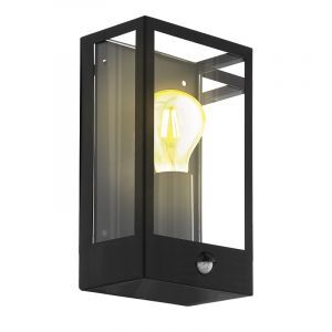 Stalowy industrialny kinkiet zewnętrzny z czujnikiem ruchu czarny, Alihan, IP44
