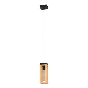 Drewniana lampa wisząca brązowa, Jasmina, z przełącznik