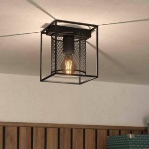 Aluminiowa industrialna lampa sufitowa czarna, Thiemo