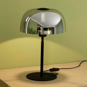Szklana lampa stołowa czarna, Miam, z przełącznik