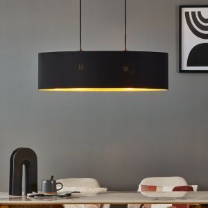 Tkanina nowoczesna lampa wisząca czarna, Kelsey