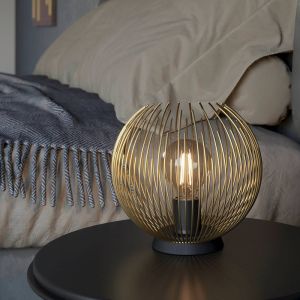 Aluminiowa industrialna lampa stołowa złota, Keimpe, z przełącznik