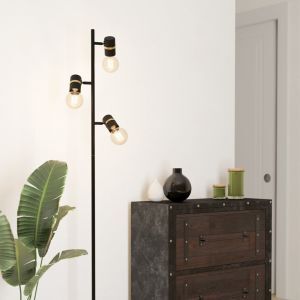 Aluminiowa lampa stojąca czarna, Jelger, z przełącznik