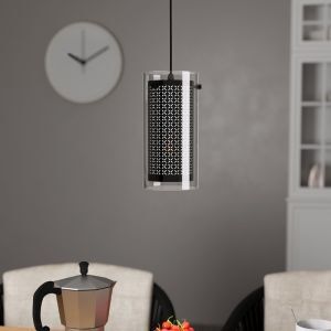 Tkanina design lampa wisząca czarna, Barceno