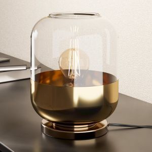 Szklana design lampa stołowa złota, Jeanny, z przełącznik