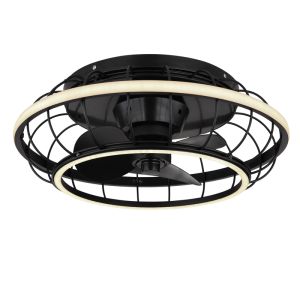 Metalowy industrialny wentylator sufitowy czarny, Jorne, 30W, regulowana ciepła do zimnej bieli LED, z pilot