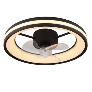 Plastikowy nowoczesny wentylator sufitowy czarny, Klaaske, 30W, regulowana ciepła do zimnej bieli LED, z pilot