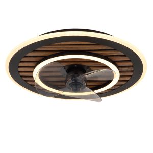 Metalowy design wentylator sufitowy czarny, Maha, 36W, regulowana ciepła do zimnej bieli LED, z pilot