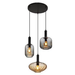 Szklana design lampa wisząca nad stół do jadalni czarna, Marjolein
