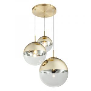 Szklana design lampa wisząca złota, Novia