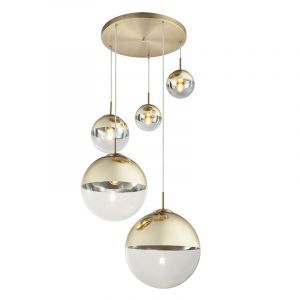 Szklana design lampa wisząca złota, Novia