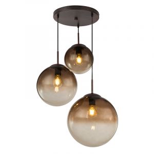 Szklana design lampa wisząca bursztynowa, Novia