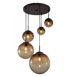 Szklana design lampa wisząca bursztynowa, Novia