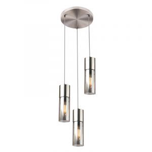 Szklana design lampa wisząca niklowa, Xena